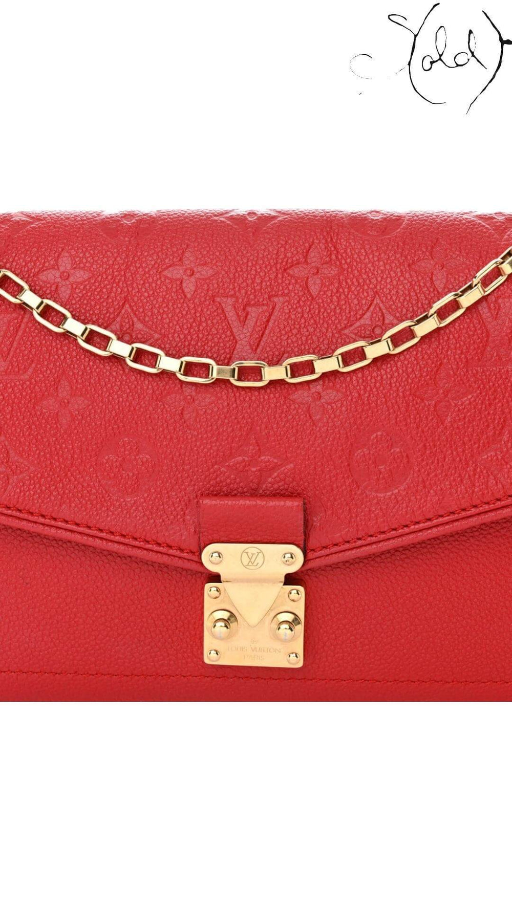 LOUIS VUITTON Empreinte Saint Germain PM – Cherry Calfskin Icon, Hardware detail | Sold Attire