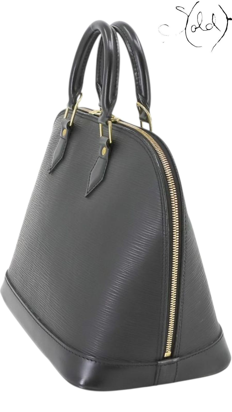 Louis Vuitton Alma MM Black Epi Leather 1998 — Hardware detail | Sold Attire