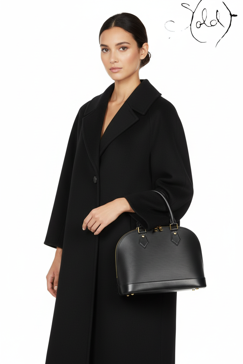 Louis Vuitton Alma MM Black Epi Leather 1998, Lining detail | Sold Attire