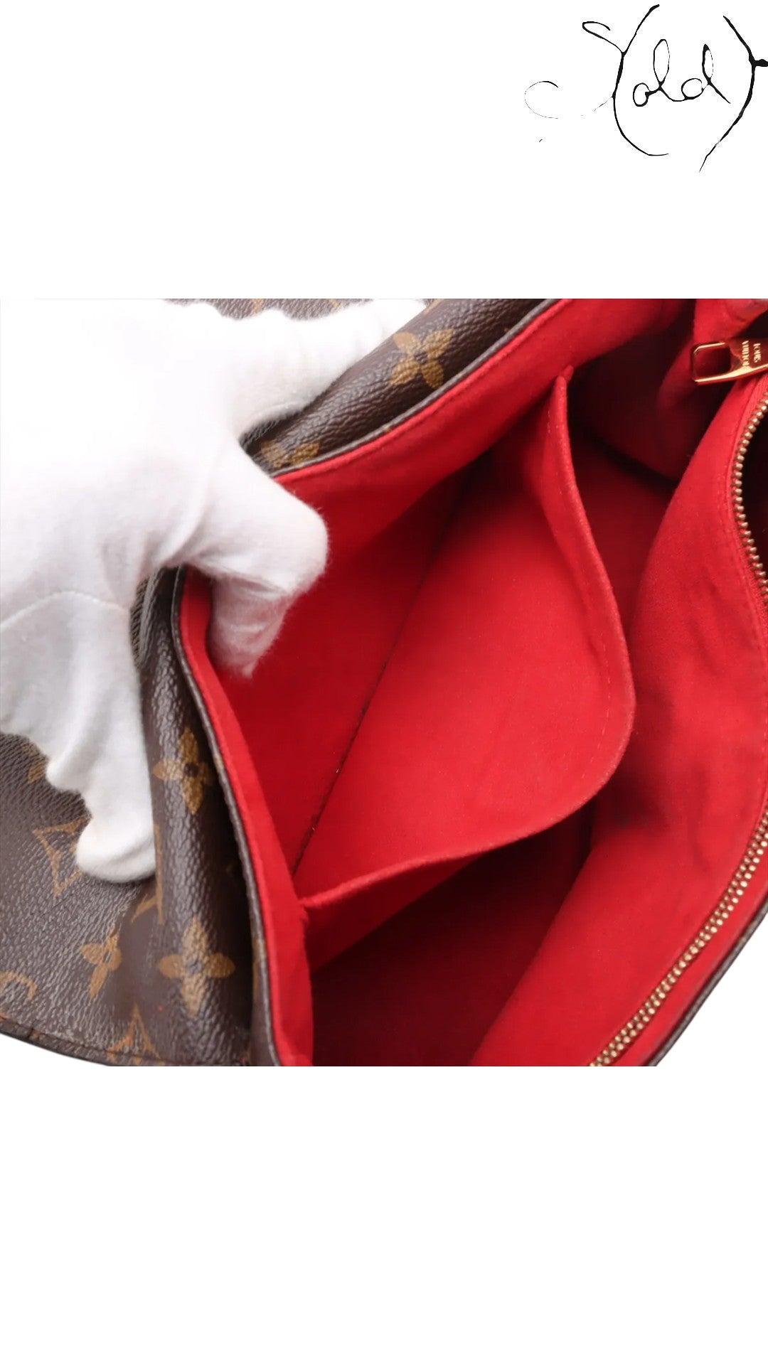 Louis Vuitton Monogram Saint-Placide Crossbody Bag Red Interior Complete Set, Base view | Sold Attire