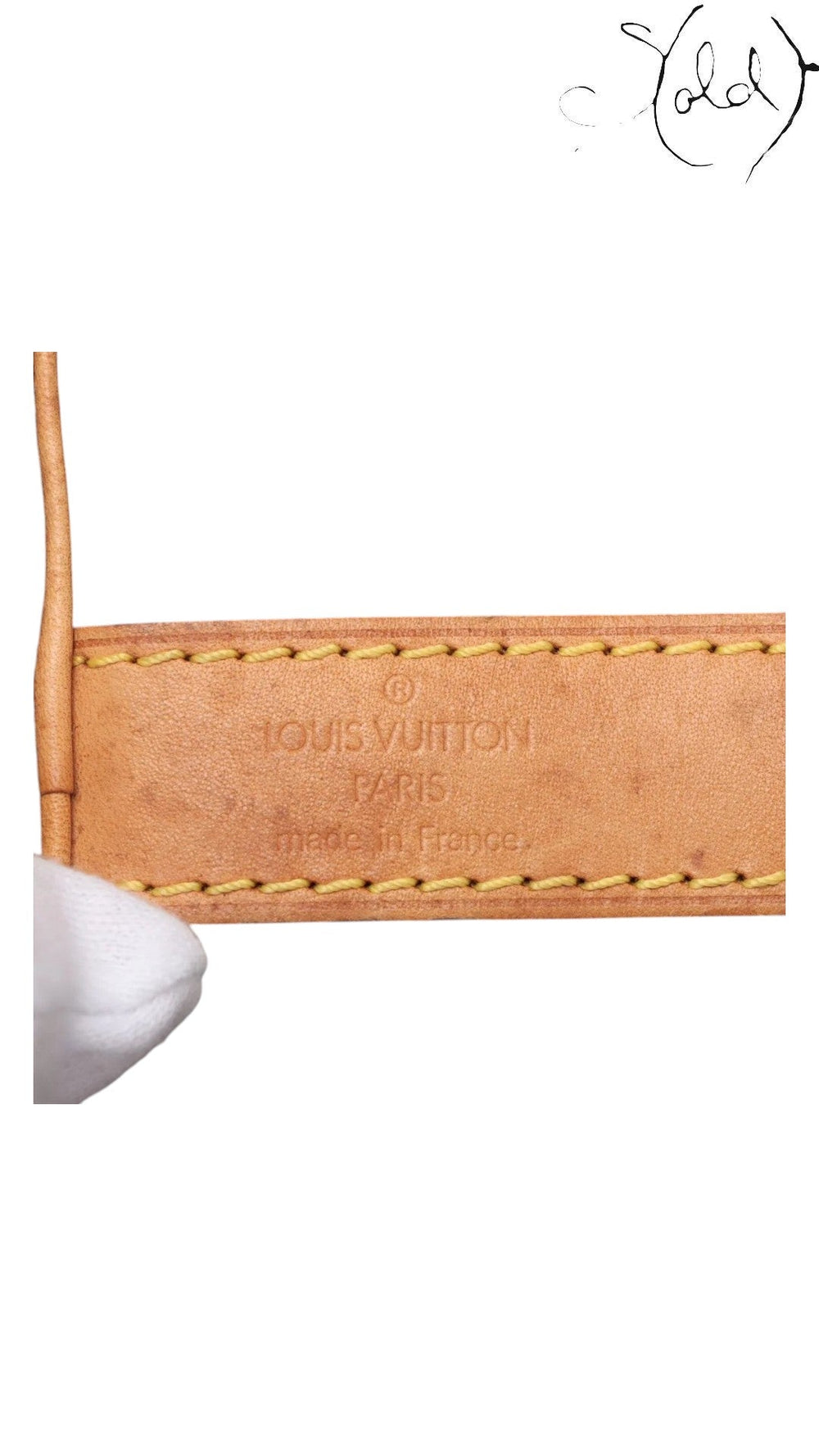 Sold Attire Louis Vuitton Keepall Bandoulière 55 natural cowhide leather strap with embossed logo and stitching