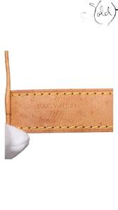 Sold Attire Louis Vuitton Keepall Bandoulière 55 natural cowhide leather strap with embossed logo and stitching