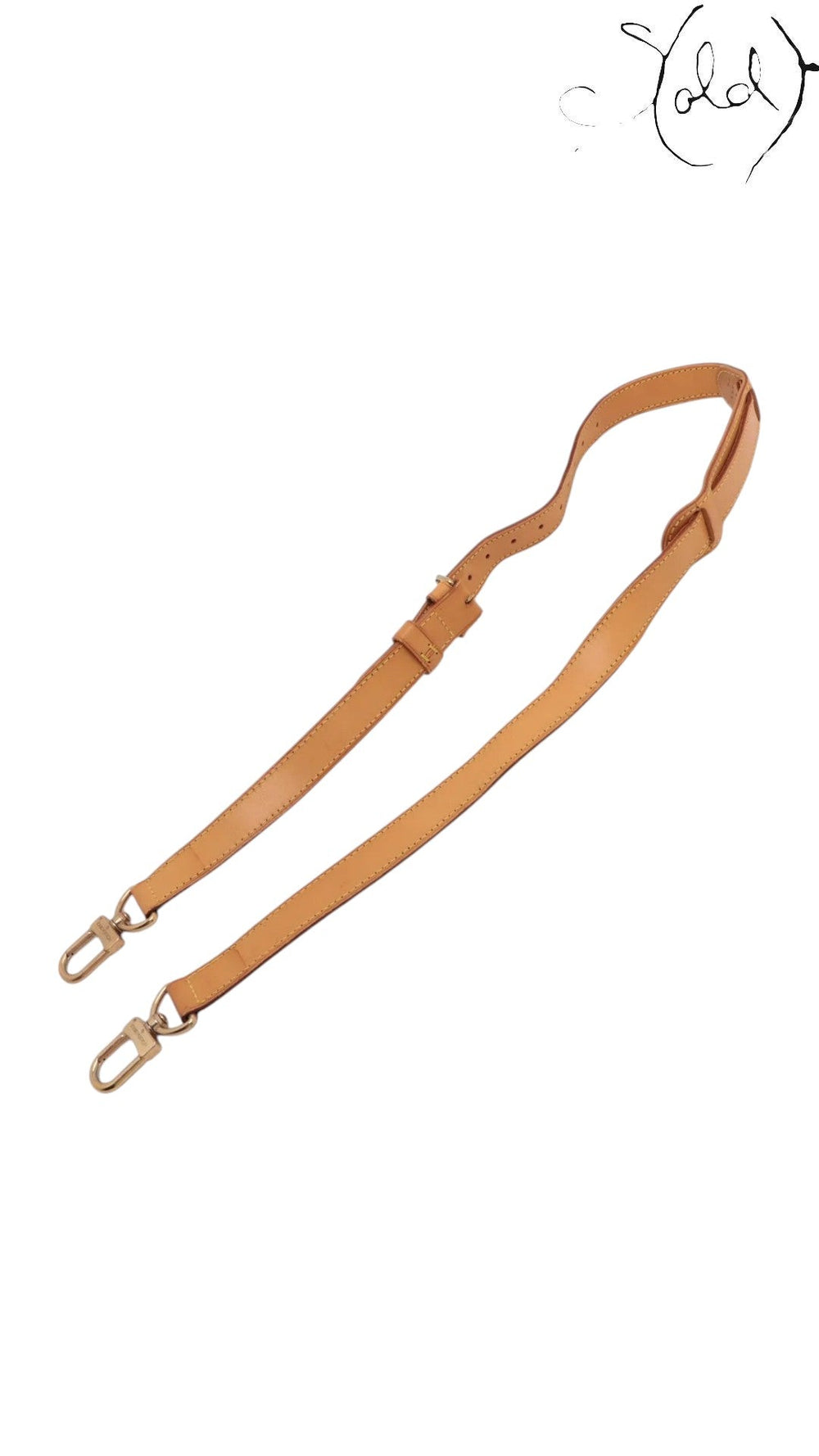 Sold Attire Louis Vuitton adjustable natural cowhide leather shoulder strap with gold-tone hardware clips