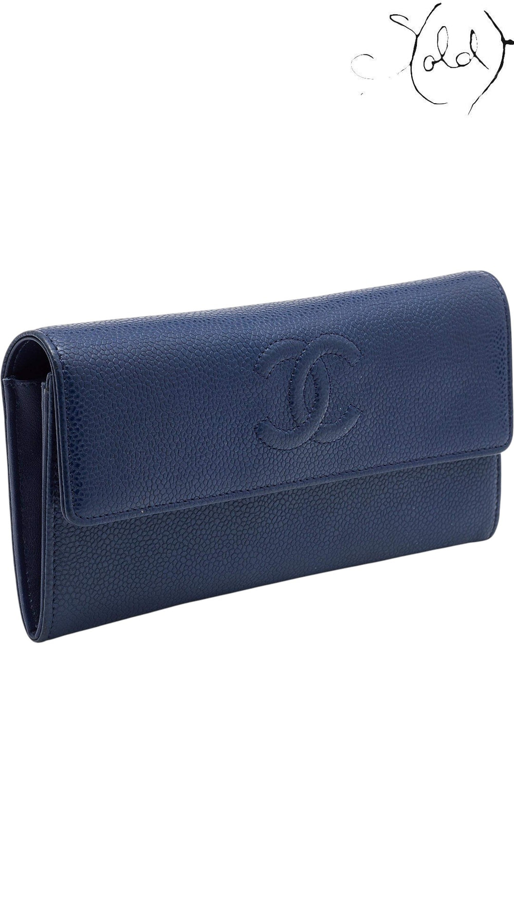 Chanel Blue Caviar CC Flap Wallet back view