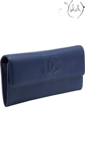 Chanel Blue Caviar CC Flap Wallet back view