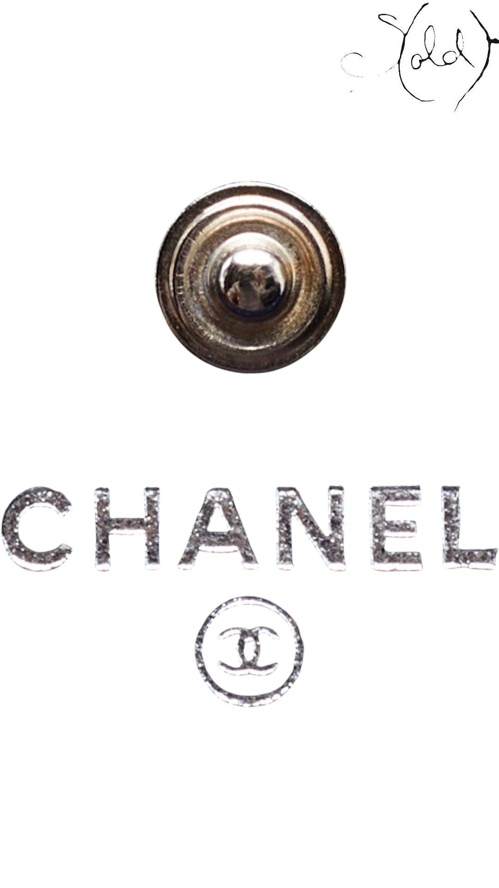 Chanel blue caviar wallet flap and stitching detail