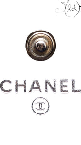 Chanel blue caviar wallet flap and stitching detail