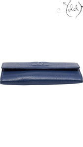 Chanel blue caviar wallet interior lining detail