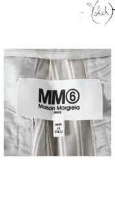 Sold Attire MM6 Maison Margiela gray and white striped wide-leg cotton pants, made in Italy.