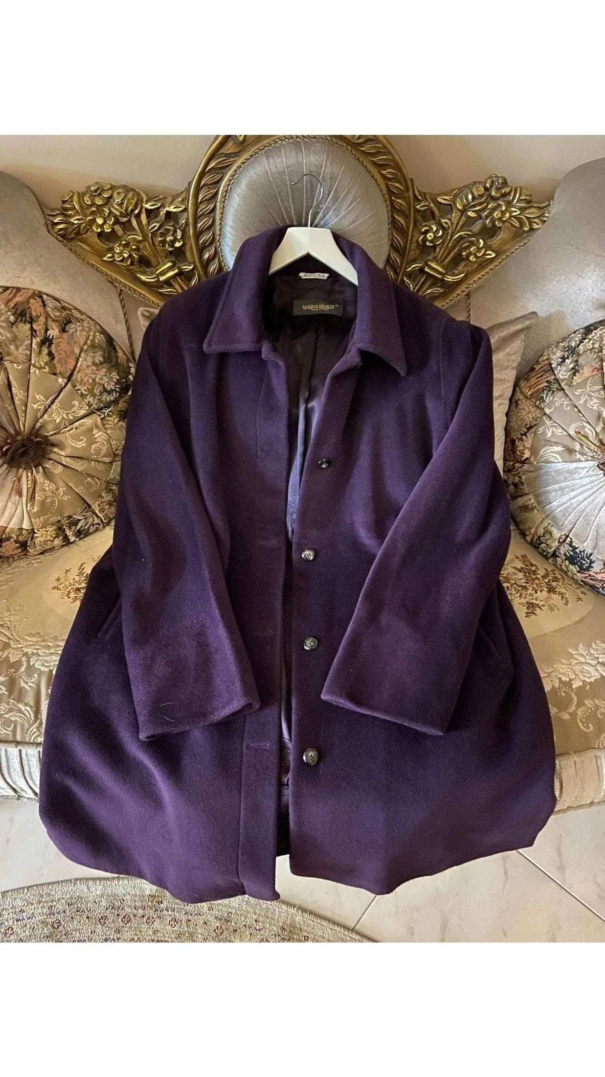 Marina Rinaldi Wool Coat – Purple Lana Elegance coats, jackets, old-money, Rare Gems