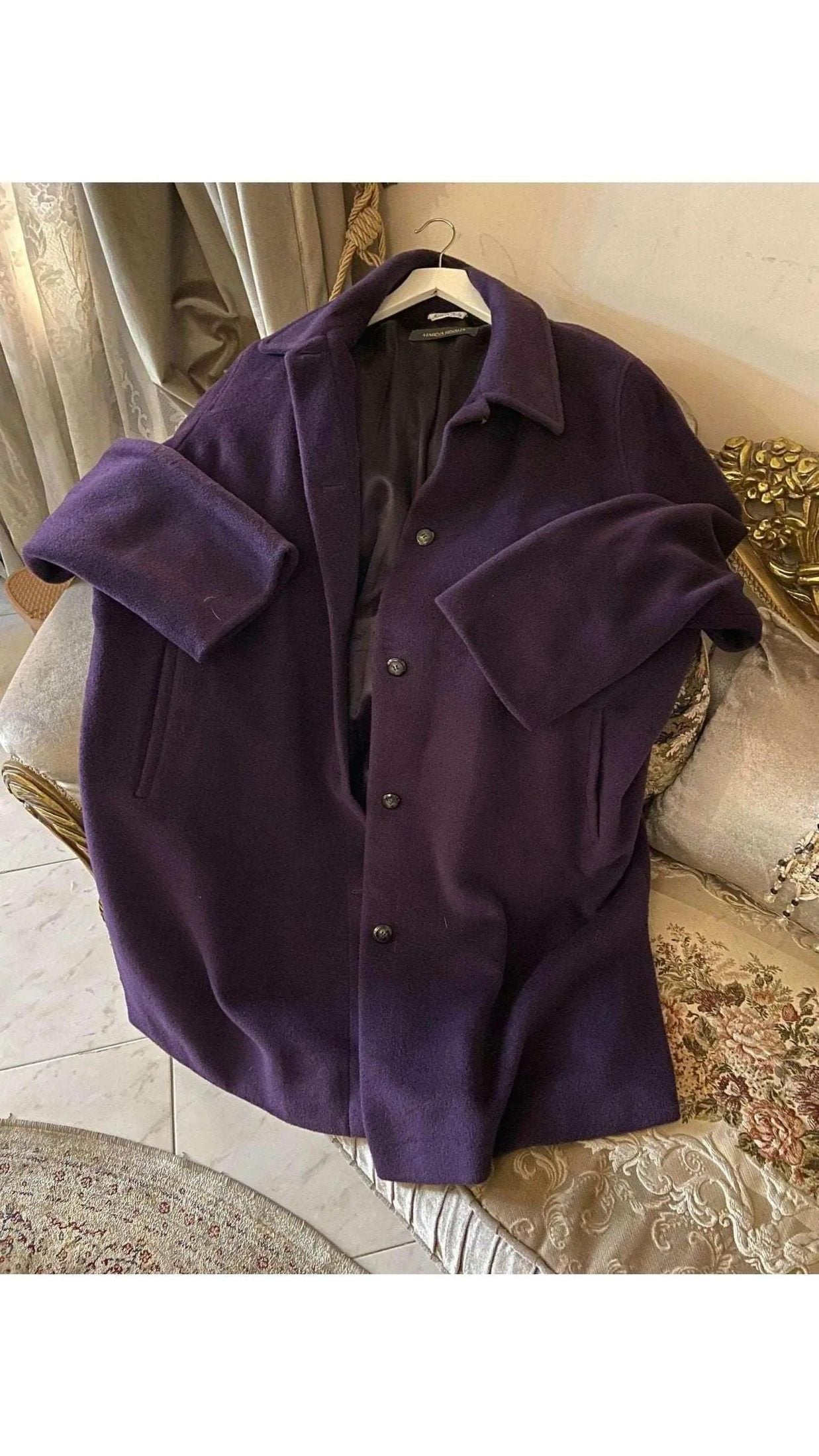 Marina Rinaldi Wool Coat – Purple Lana Elegance coats, jackets, old-money, Rare Gems