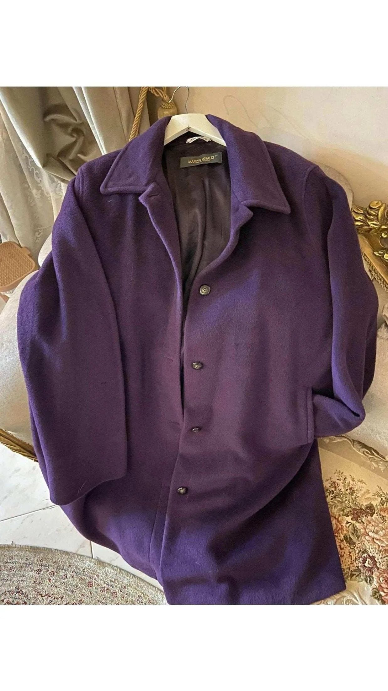 Marina Rinaldi Wool Coat – Purple Lana Elegance coats, jackets, old-money, Rare Gems