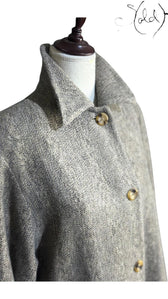Max Mara Angora Wool Herringbone Coat Grey 2010s Size 40-44, Back view | Sold Attire