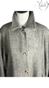 Max Mara Angora Wool Herringbone Coat Grey 2010s Size 40-44, Detail view | Sold Attire