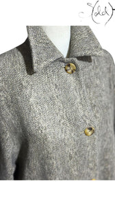 Max Mara Angora Wool Herringbone Coat Grey 2010s Size 40-44, Interior view | Sold Attire