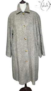 Max Mara Angora Wool Herringbone Coat Grey 2010s Size 40-44, Base view | Sold Attire