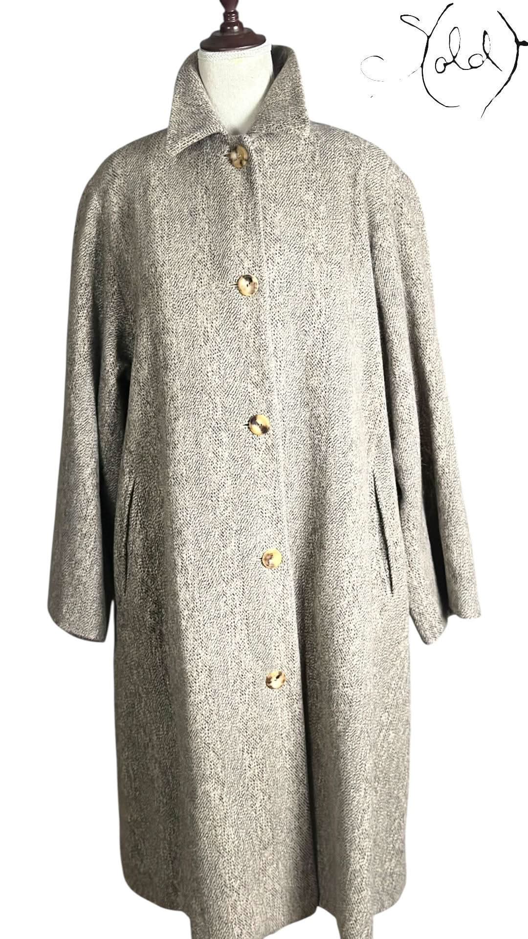 Max Mara Angora Wool Coat Max Mara Angora Wool Herringbone Coat Grey 2010s Size 40 - 44 | Sold Attire