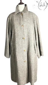 Max Mara Angora Wool Herringbone Coat Grey 2010s Size 40-44, Side view | Sold Attire