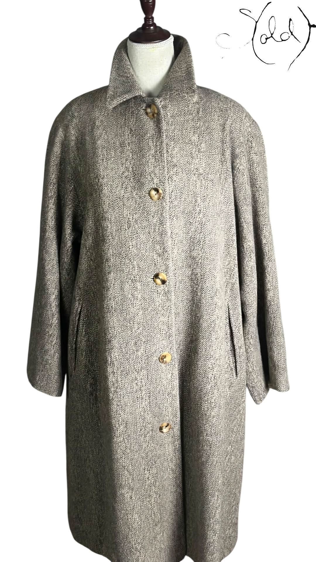 Max Mara Angora Wool Coat Max Mara Angora Wool Herringbone Coat Grey 2010s Size 40 - 44 | Sold Attire