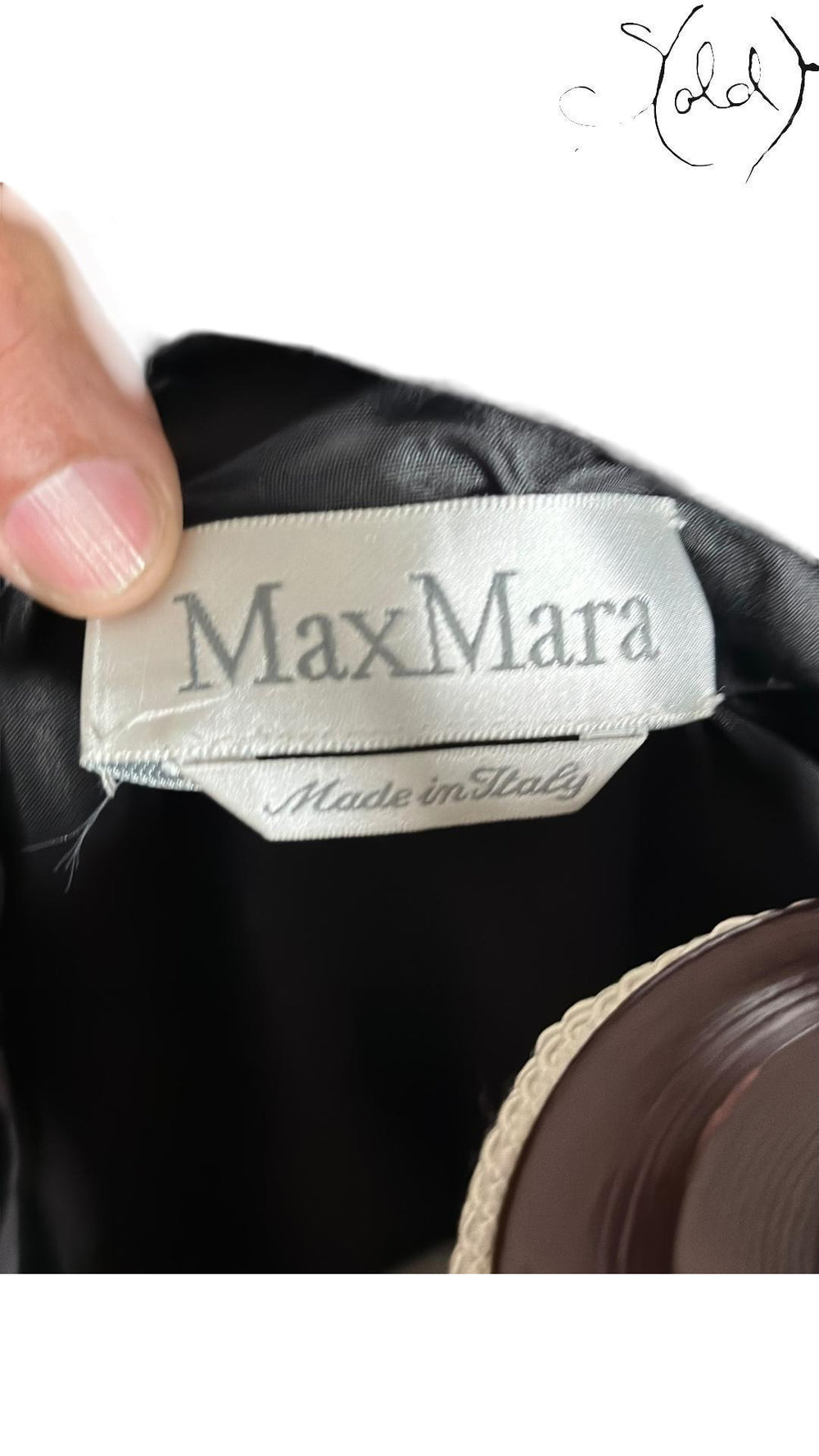Max Mara Lana Wool Shawl Collar Overcoat Black, Hardware detail | Sold Attire