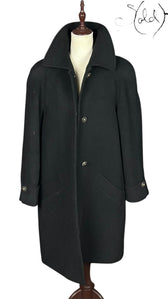 Max Mara Lana Wool Shawl Collar Overcoat Black, Interior view | Sold Attire