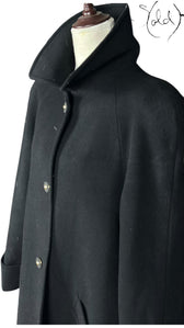 Max Mara Lana Wool Shawl Collar Overcoat Black, Back view | Sold Attire