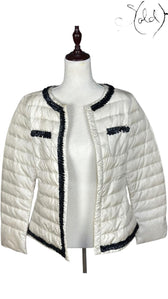 Max Mara Weekend Quilted Jacket Cream Black Trim 2000s, Detail view | Sold Attire