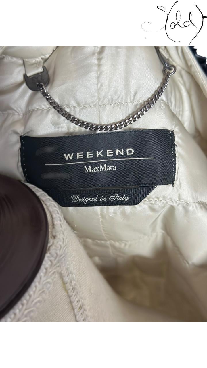 Max Mara Weekend Quilted Jacket Cream Black Trim 2000s, Hardware detail | Sold Attire