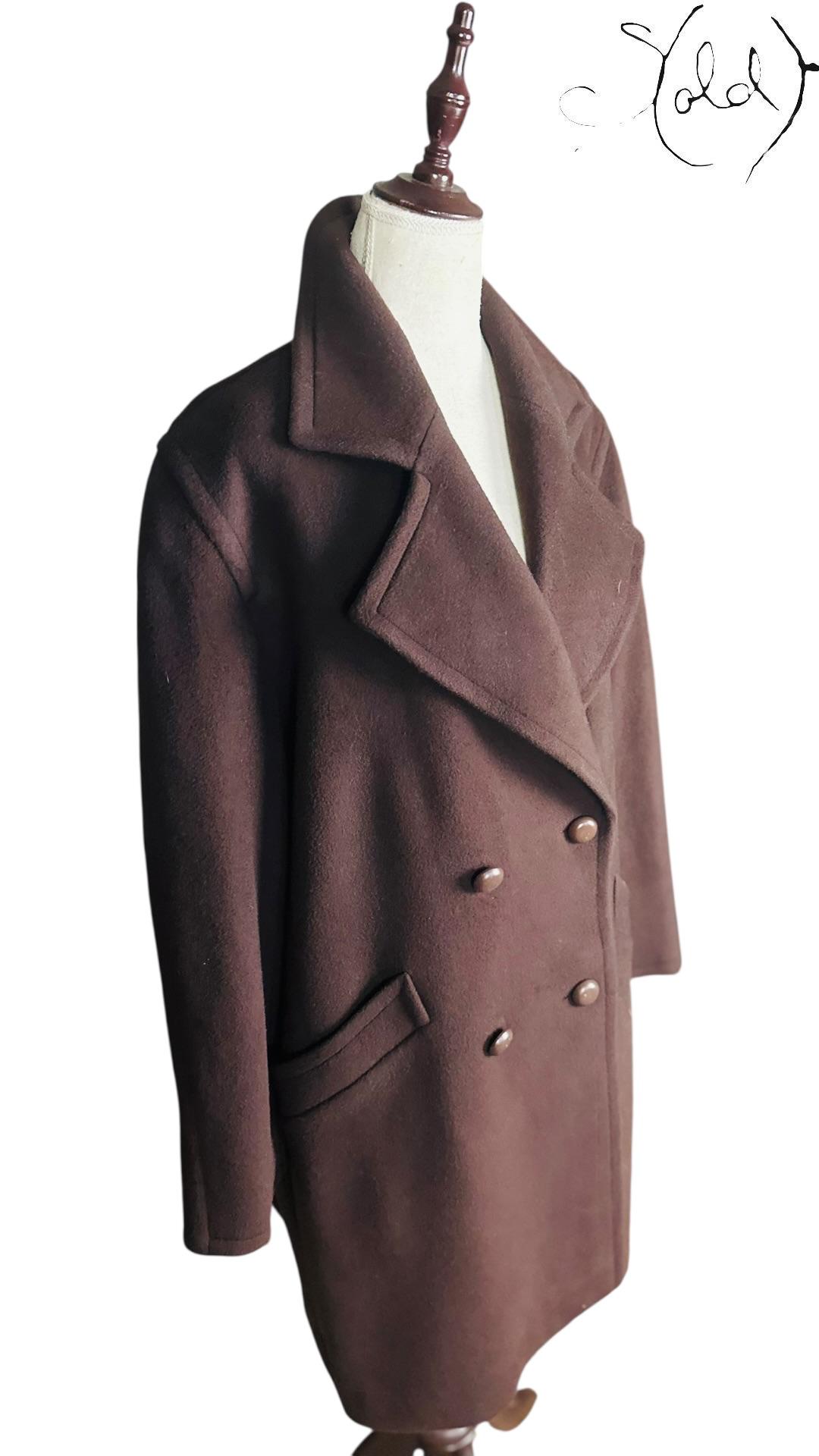 Missoni Wool Double-Breasted Coat Chocolate Brown 1990s Size 40-44, Hardware detail | Sold Attire