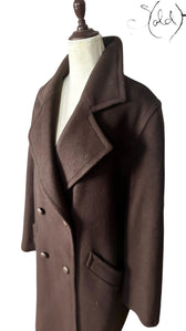 Missoni Wool Double-Breasted Coat Chocolate Brown 1990s Size 40-44, Back view | Sold Attire