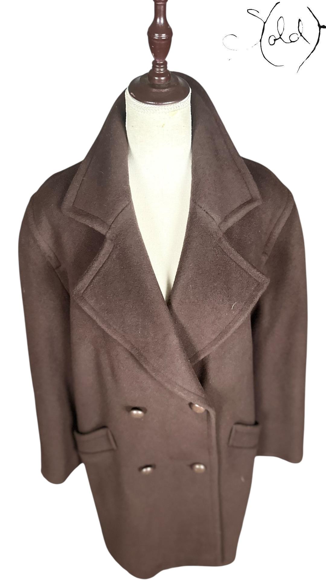 Missoni Wool Double-Breasted Coat Chocolate Brown 1990s Size 40-44, Interior view | Sold Attire