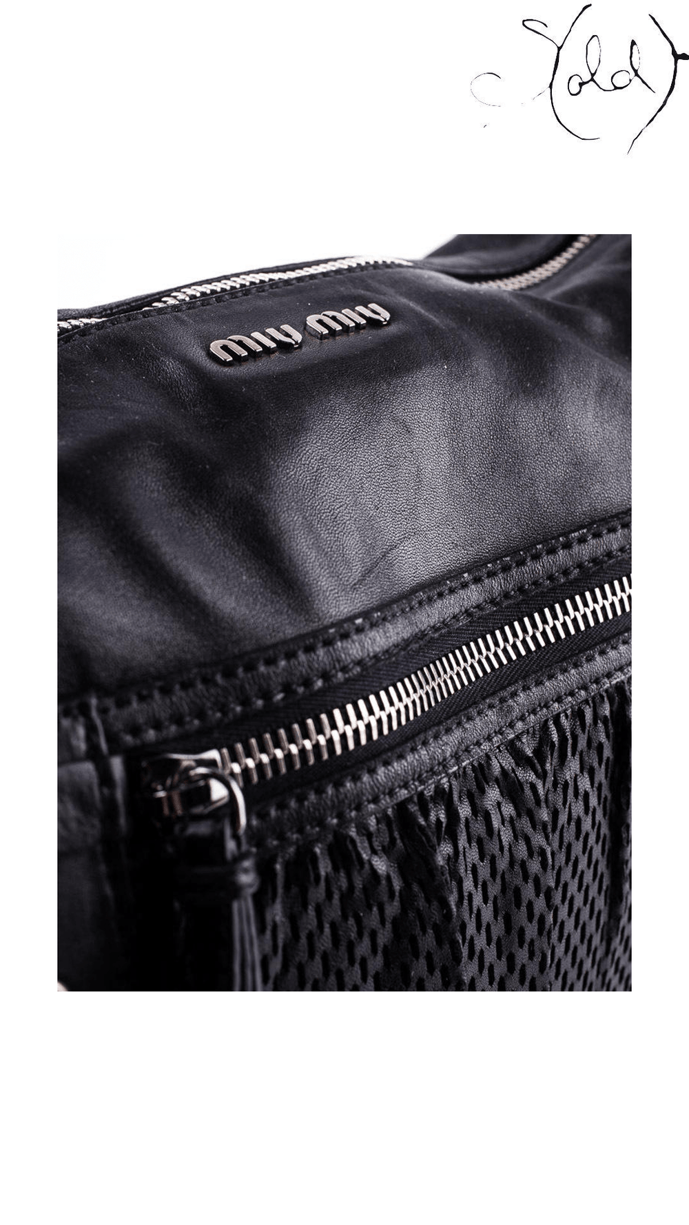 Miu Miu black leather messenger shoulder bag - view 4