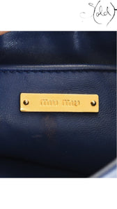 Miu Miu Blue Matelasse Leather Crossbody Bag zipper detail