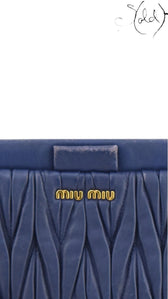Miu Miu Blue Matelasse Leather Crossbody Bag side view