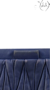 Miu Miu Blue Matelasse Leather Crossbody Bag logo detail
