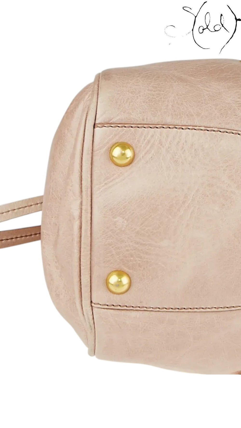 Sold Attire Miu Miu Vitello Lux Bow Bag in Fumo grey distressed leather with gold-tone hardware and protective feet.