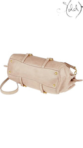 Sold Attire Miu Miu Vitello Lux Bow Bag in Fumo grey leather with gold-tone hardware and dual tonal bows.