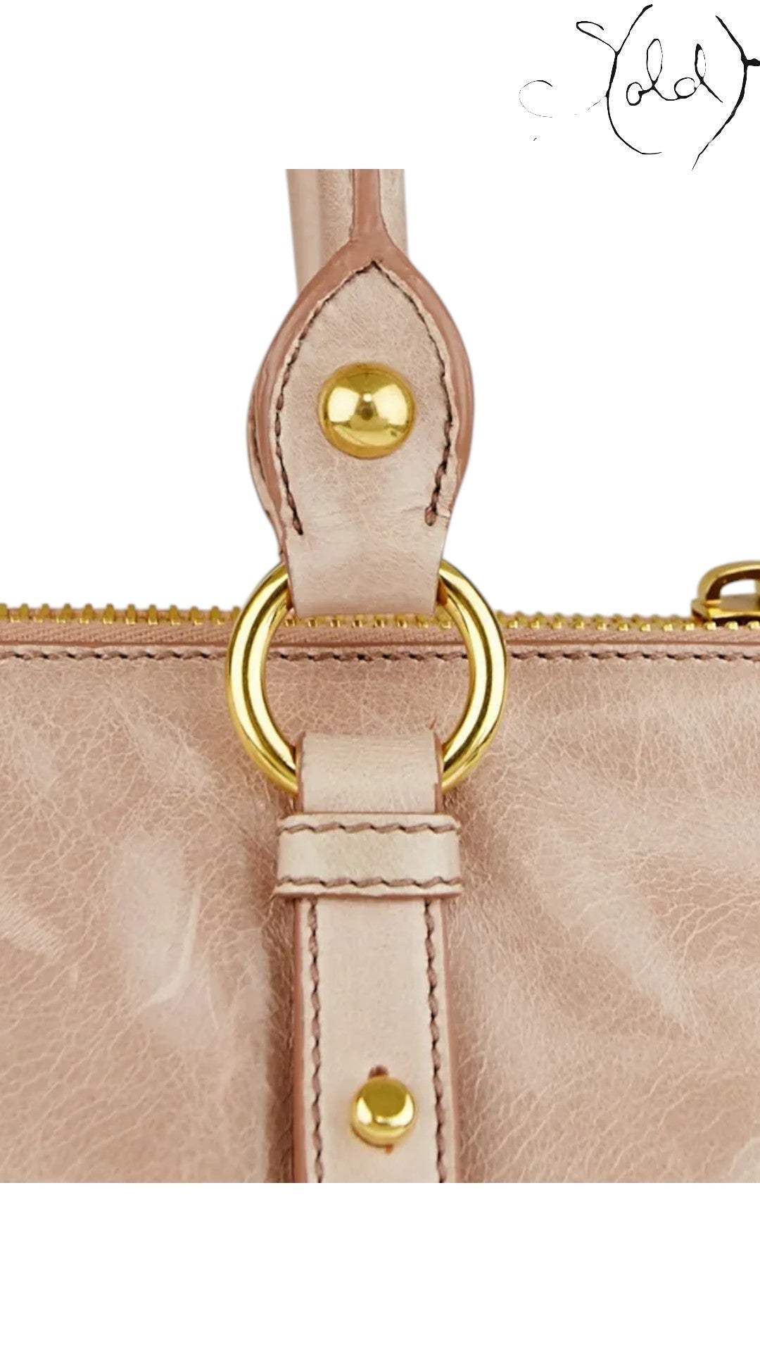 Sold Attire Miu Miu Vitello Lux Bow Bag in Fumo grey leather with gold-tone hardware and decorative bow detail.