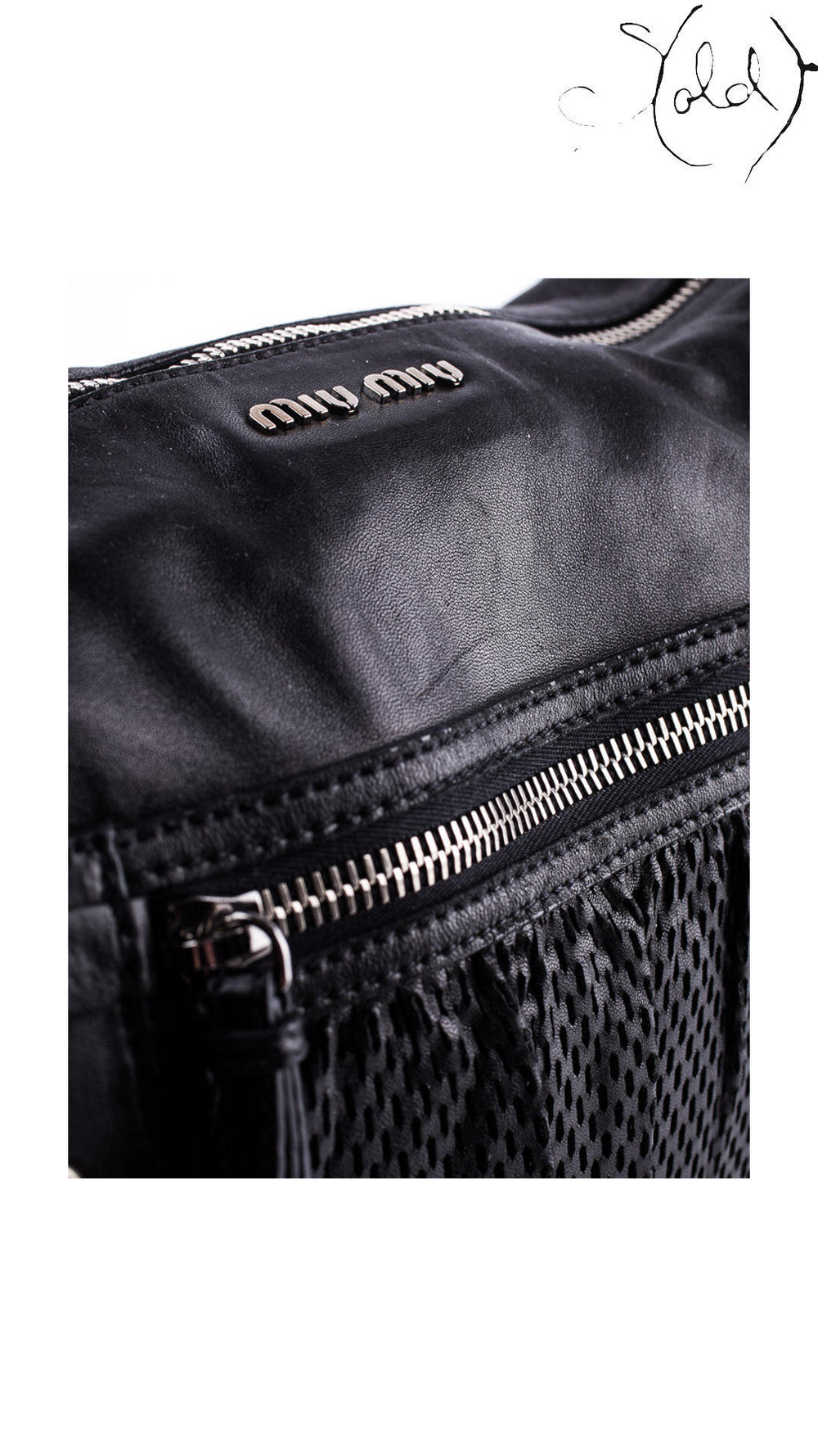 Miu Miu black leather messenger shoulder bag - view 4