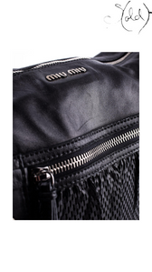 Miu Miu black leather messenger shoulder bag - view 4
