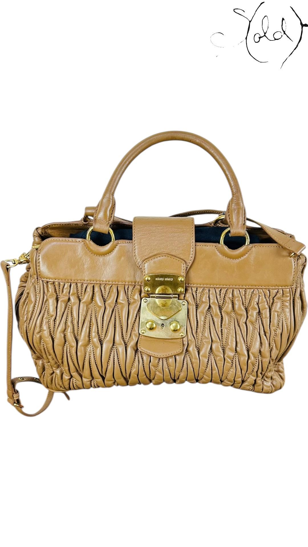 Miu Miu Bow Leather Shoulder Bag – Classic Elegance | Sold Attire - Sold Attire