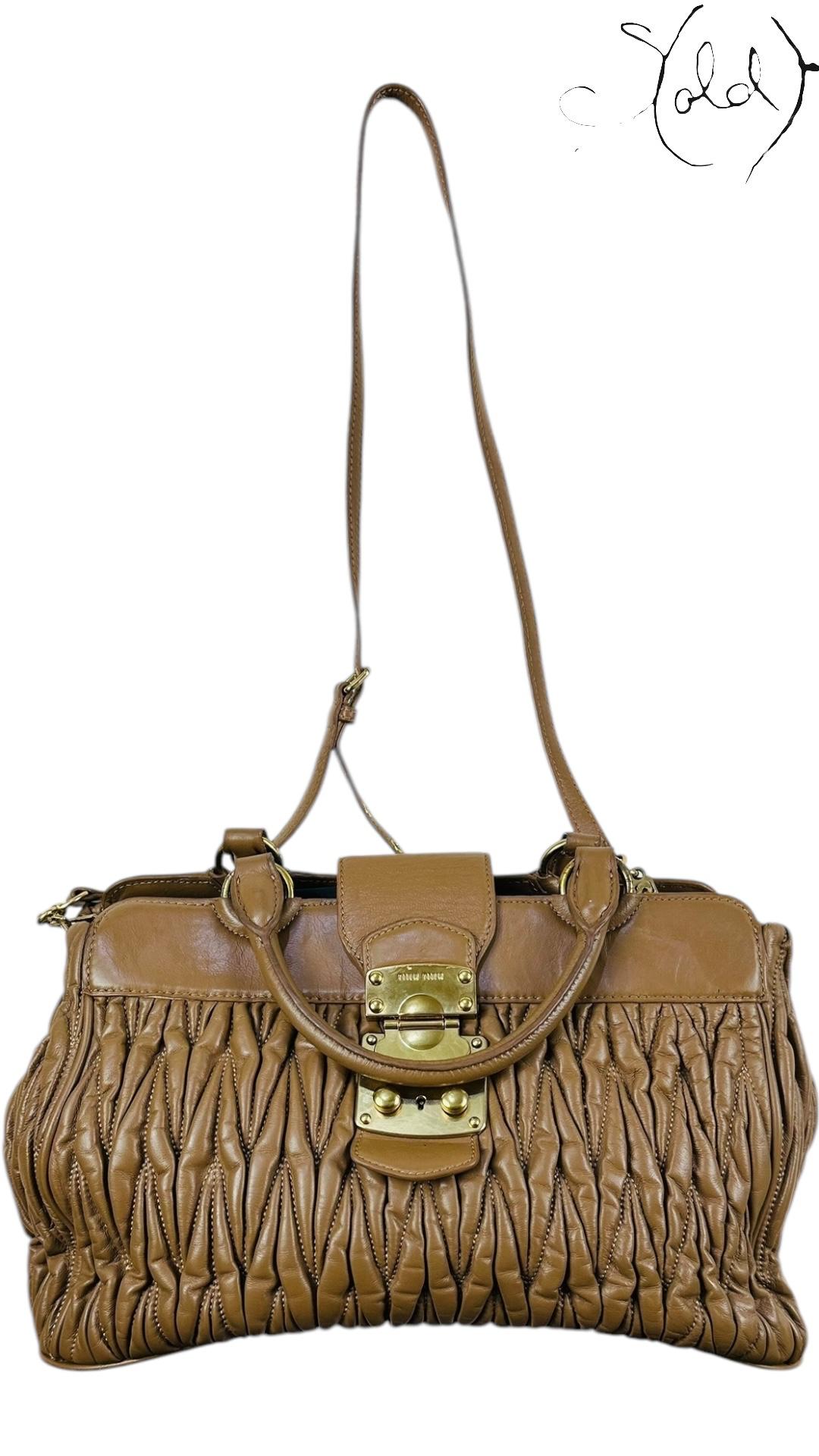 Miu Miu Bow Leather Shoulder Bag – Classic Elegance | Sold Attire - Sold Attire