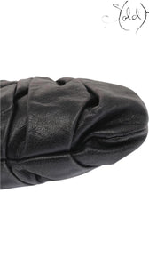 Miu Miu Dark Grey Gathered Leather Clutch, Base view | Sold Attire