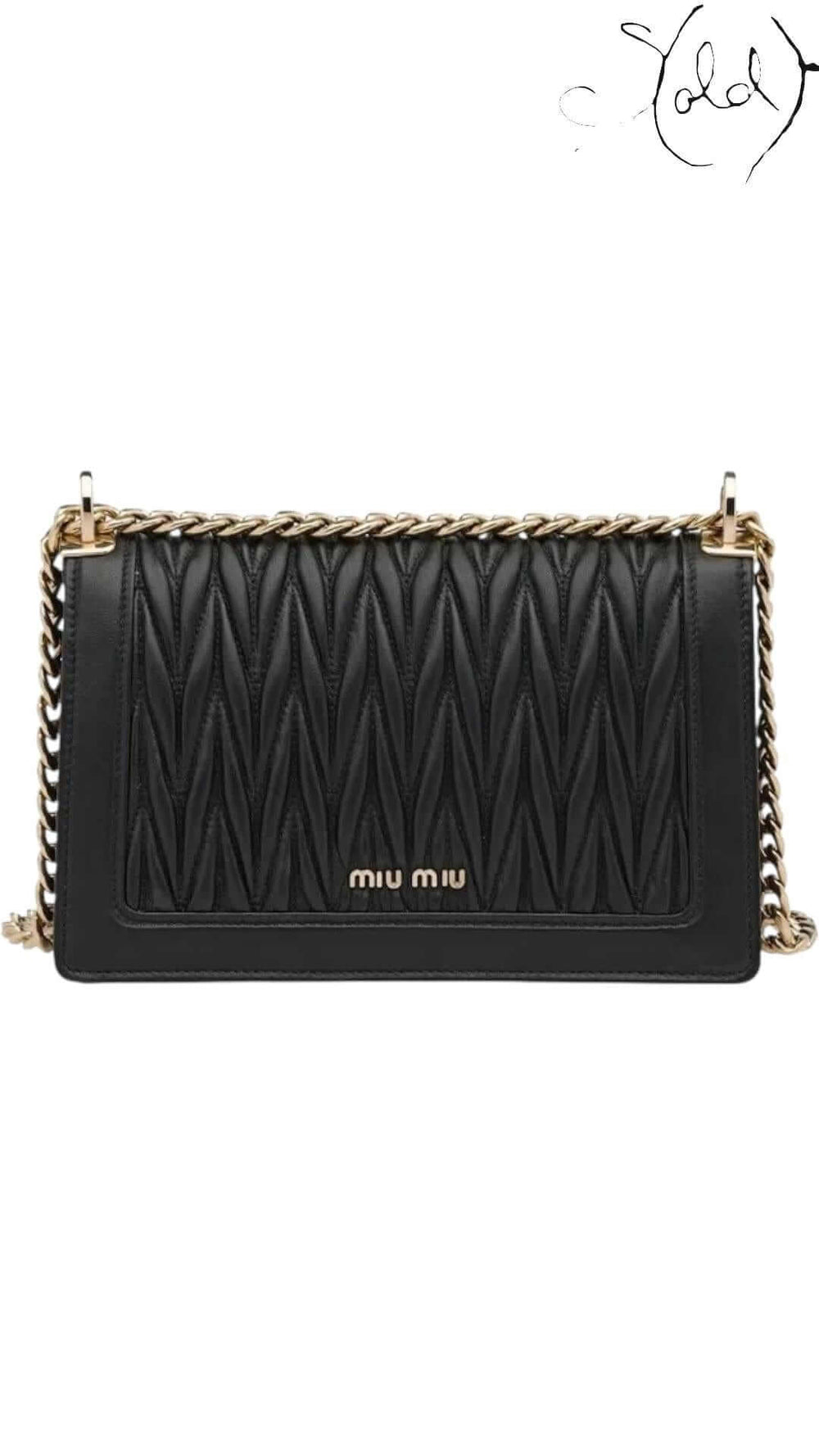 MIU MIU Confidential Matelassé Leather Bag – Black Gold Chain, Back view | Sold Attire