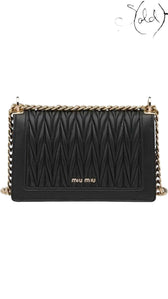 MIU MIU Confidential Matelassé Leather Bag – Black Gold Chain, Back view | Sold Attire