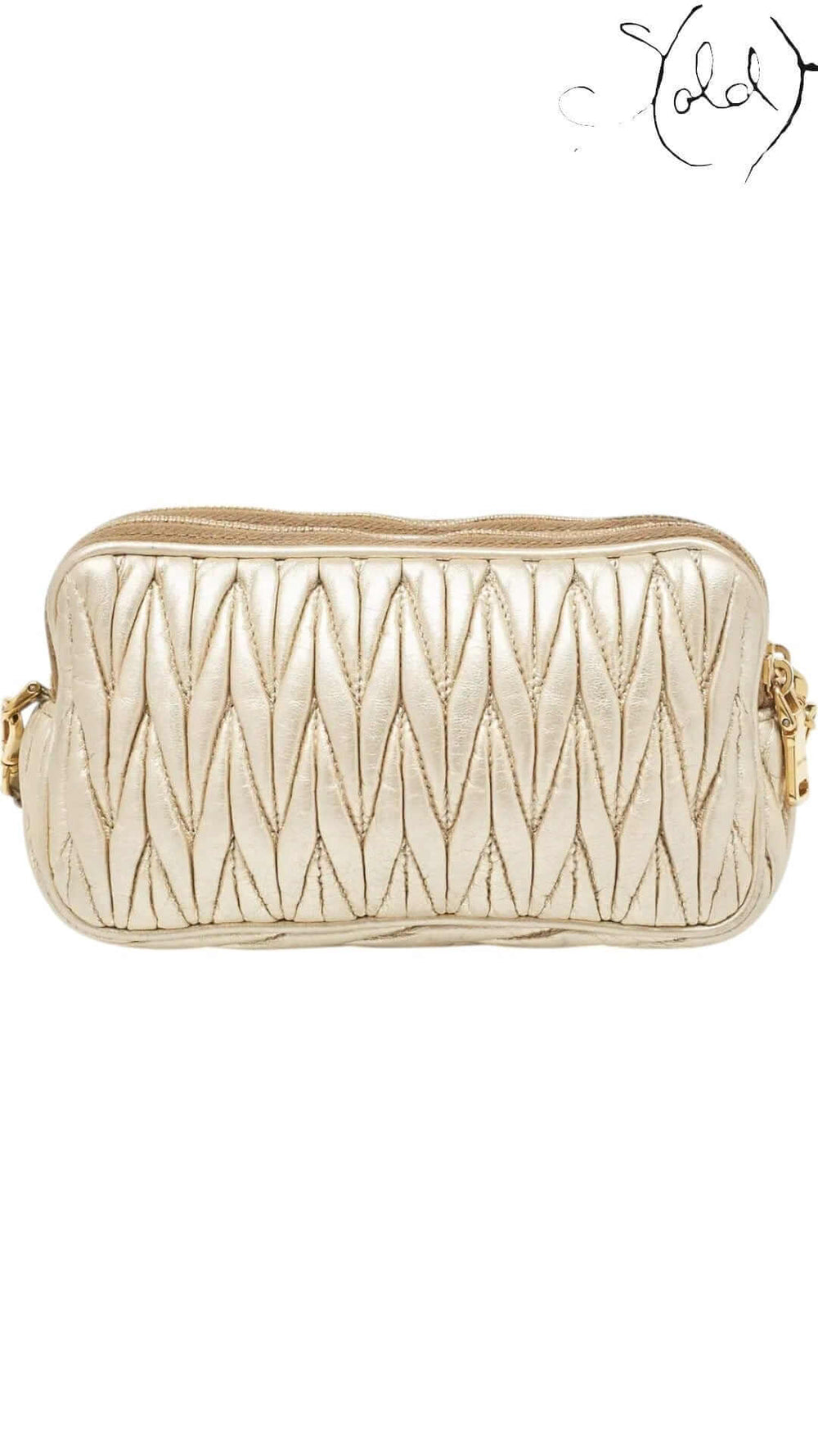 Miu Miu Frame Bag – Gold Gathered Leather, Back view | Sold Attire