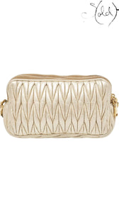 Miu Miu Frame Bag – Gold Gathered Leather, Back view | Sold Attire