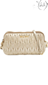 Miu Miu Frame Bag – Gold Gathered Leather, Authenticated Pre-Owned | Sold Attire