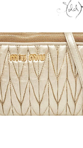 Miu Miu Frame Bag – Gold Gathered Leather, Interior view | Sold Attire