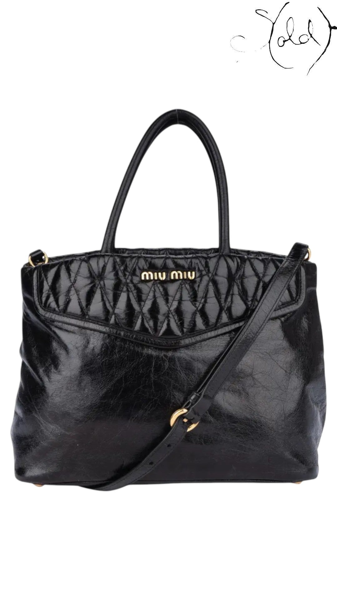 Miu Miu Handbag Miu Miu Black Vitello Lux Satchel | Sold Attire